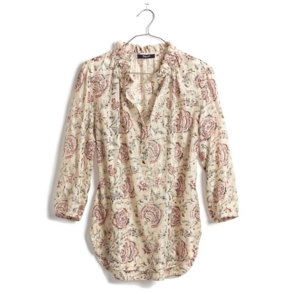 Madewell Floral Metallic Stripe Lightweight Tunic Blouse - Picture 7 of 11
